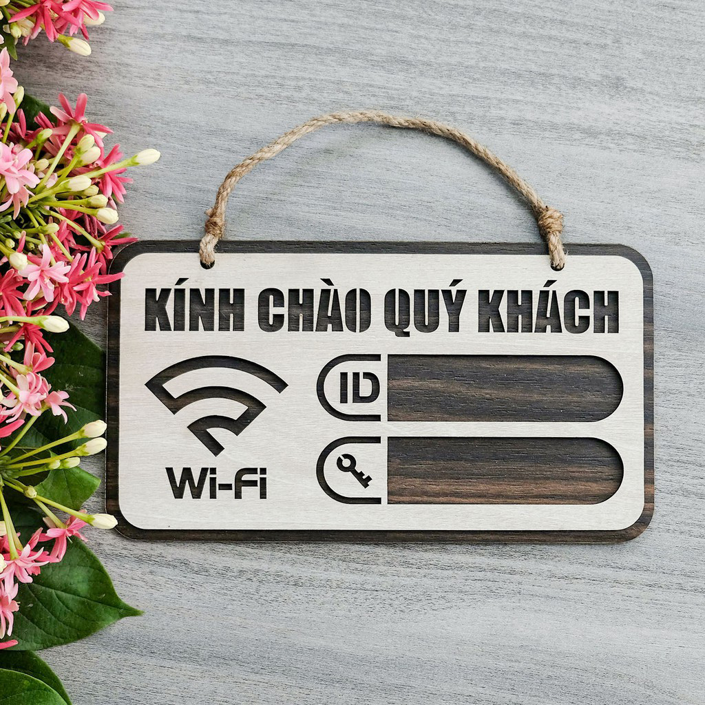 [HOÀN TIỀN MAX 6%]Bảng Gỗ Ghi Chú Wifi 20x11cm - Bảng Password Wifi Treo Tường Bằng Gỗ