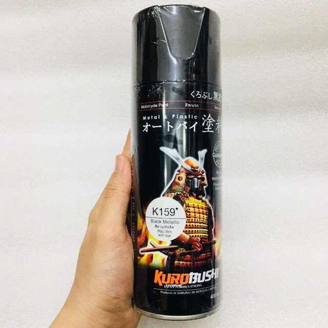Sơn xịt Samurai - K159 MÀU ĐEN KIM LOẠI BLACK METALLIC 400ML