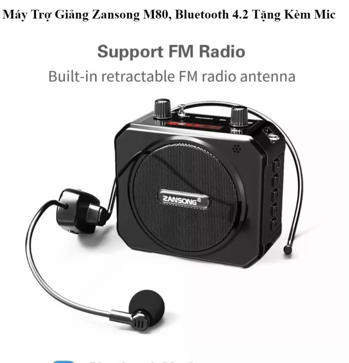 Máy Trợ Giảng Zansong M80 - Loa Trợ Giảng Cho Giáo Viên, Loa Thuyết Trình Thông Minh Kết Nối Bluetooth, Âm Thanh To Rõ, Mic Thu Âm Tốt Thời Gian Hoạt Động Lên Đến 12 Giờ -  Hàng Nhập Cao Cấp, Bảo Hành 12 Tháng