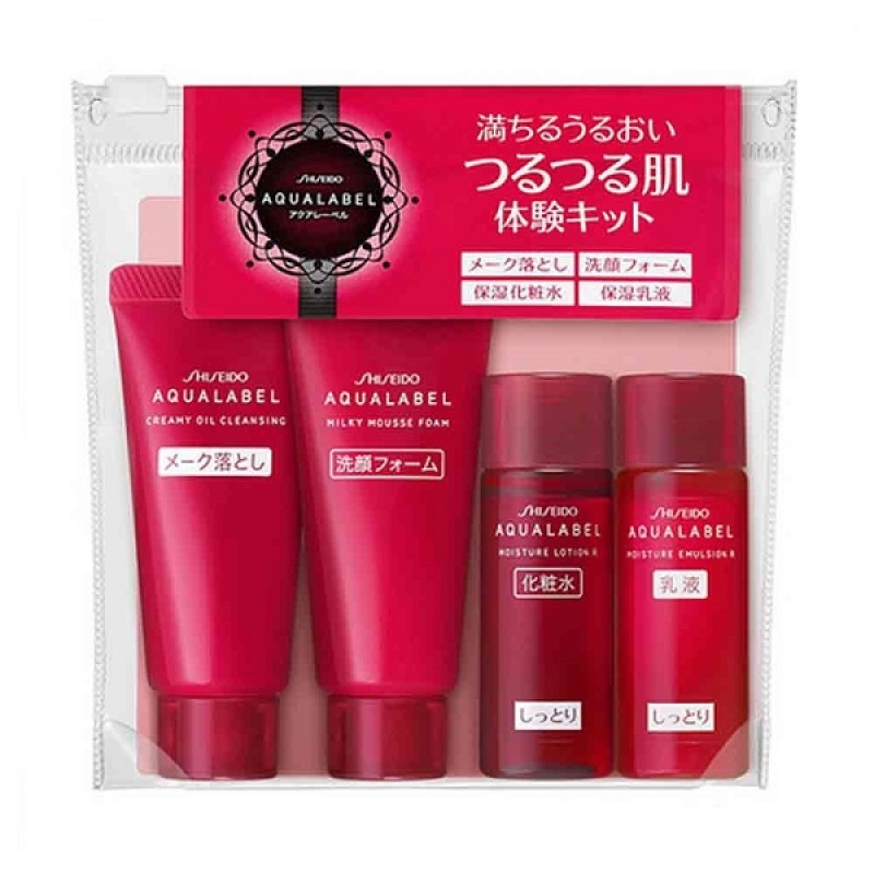 Bộ dưỡng da mini cho da khô Shiseido Aqualabel màu đỏ - Nhật Bản giá rẻ