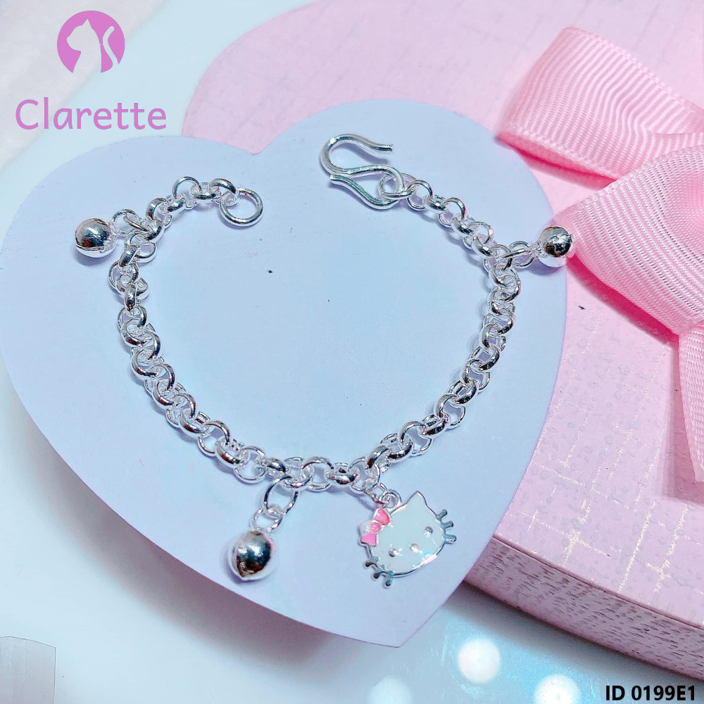 Vòng tay bạc cho bé hình Hello kitty Clarette 0199E