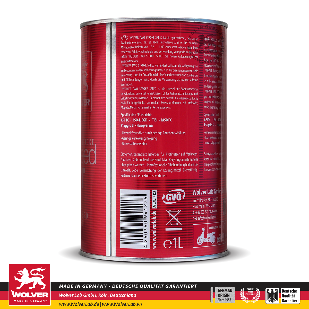 Nhớt 2 thì Wolver Speed 2T API TC nhập khẩu Đức