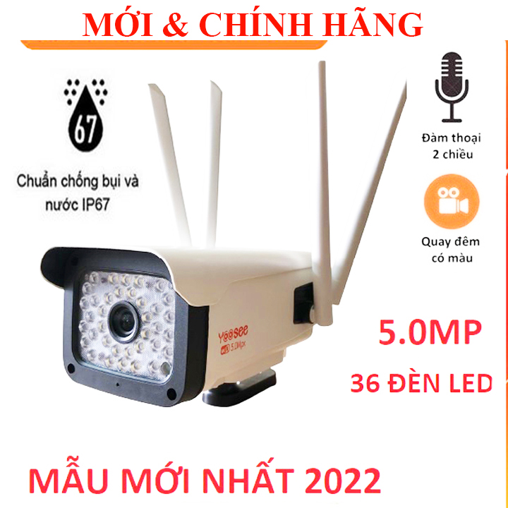 Camera ngoài trời Yoosee 5.0Mpx Full HD 1080P chống nước có màu ban đêm PTZ, Fnkvision D13