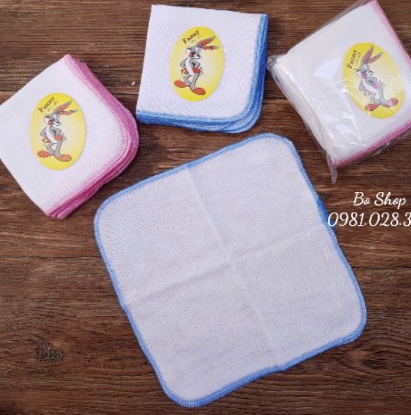 Khăn sữa thỏ cao cấp cho bé 2 lớp - 4 lớp (gói 10 khăn kích thước 24x24cm)