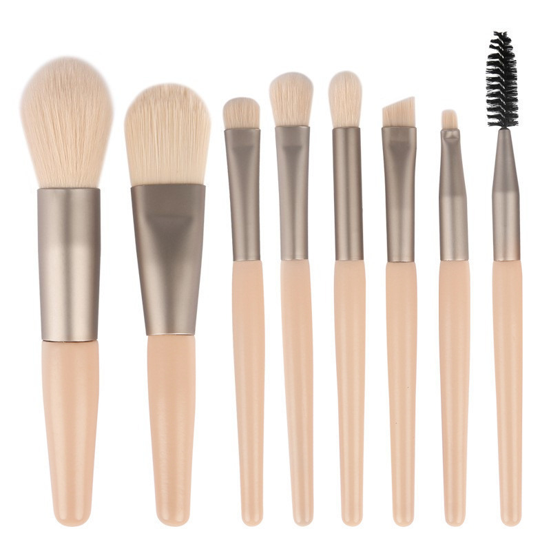 8 Piece Makeup Brush Set With Zip Bag