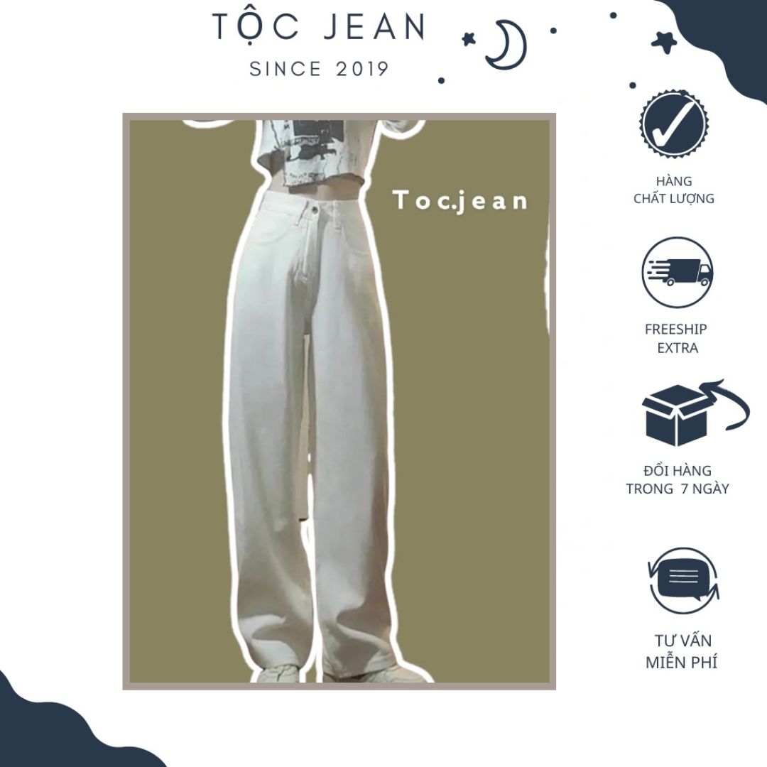 Quần jean suông Trắng -005