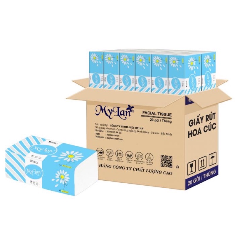 Giấy ăn rút MyLan hoa cúc siêu mềm (400tờ/4lớp/1gói)