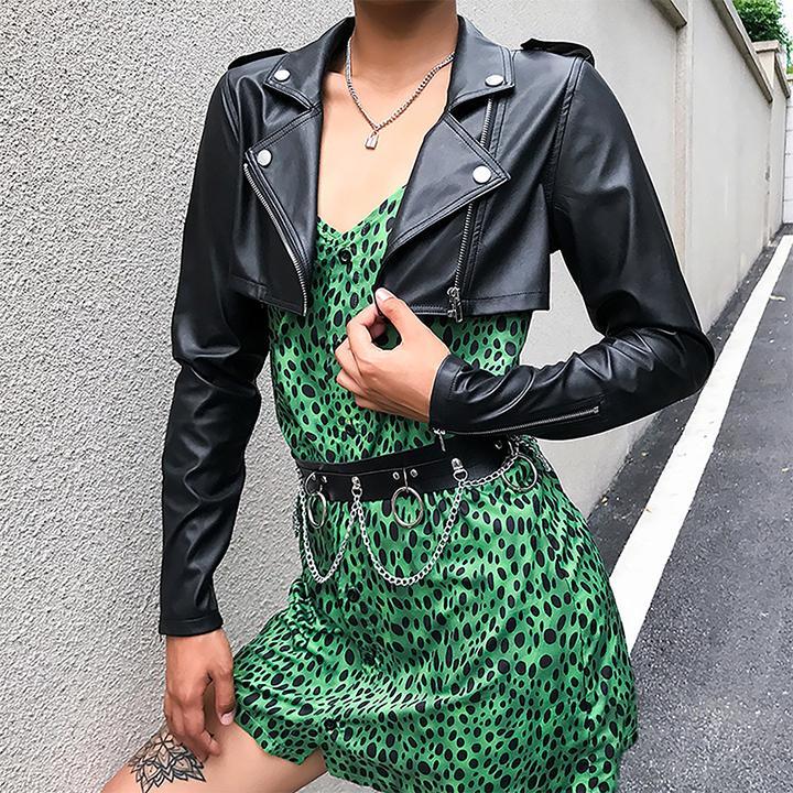 Áo Khoác Da Croptop