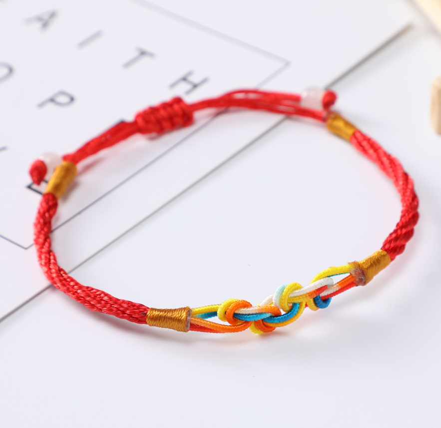 Vòng Tay EBI Charm Chỉ Màu Ngũ Sắc Dây Rút Đỏ May Mắn Bình An