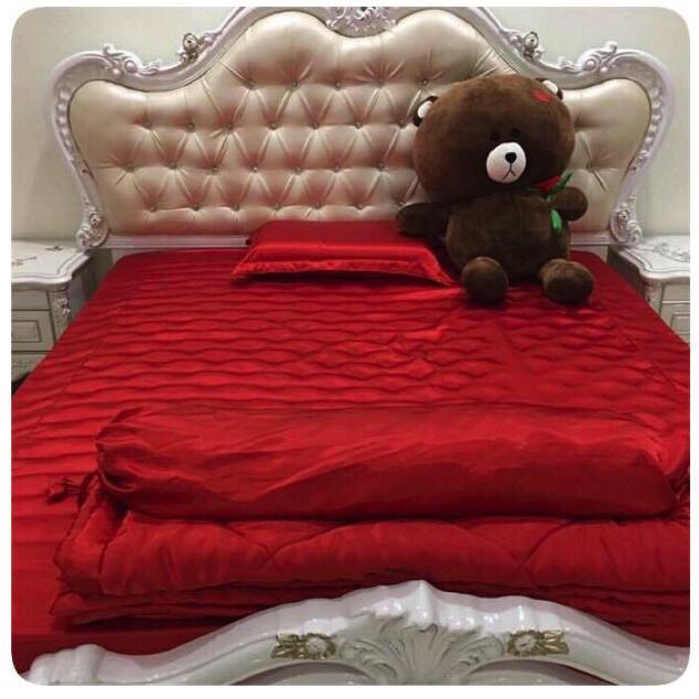 ( Lụa Loại 1) Chăn Lẻ Phi Lụa Màu Đỏ Đô Cao Cấp Mềm Mại Lan Pham Bedding.