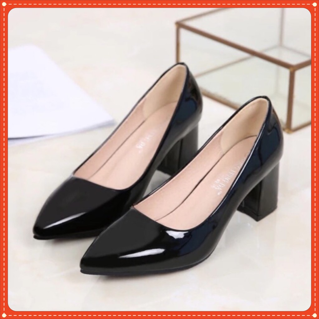 Cao gót mã SRLCC22 Da trơn 5 phân gót vuông cực xinh