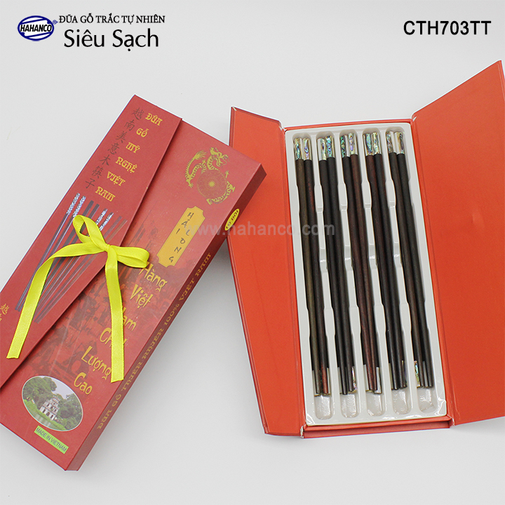 Đũa gỗ Trắc tròn đầu bào ngư Úc (10 đôi/hộp) đũa gỗ tự nhiên siêu sạch - an toàn cho sức khỏe - CTH703TT - Chopstick of HAHANCO