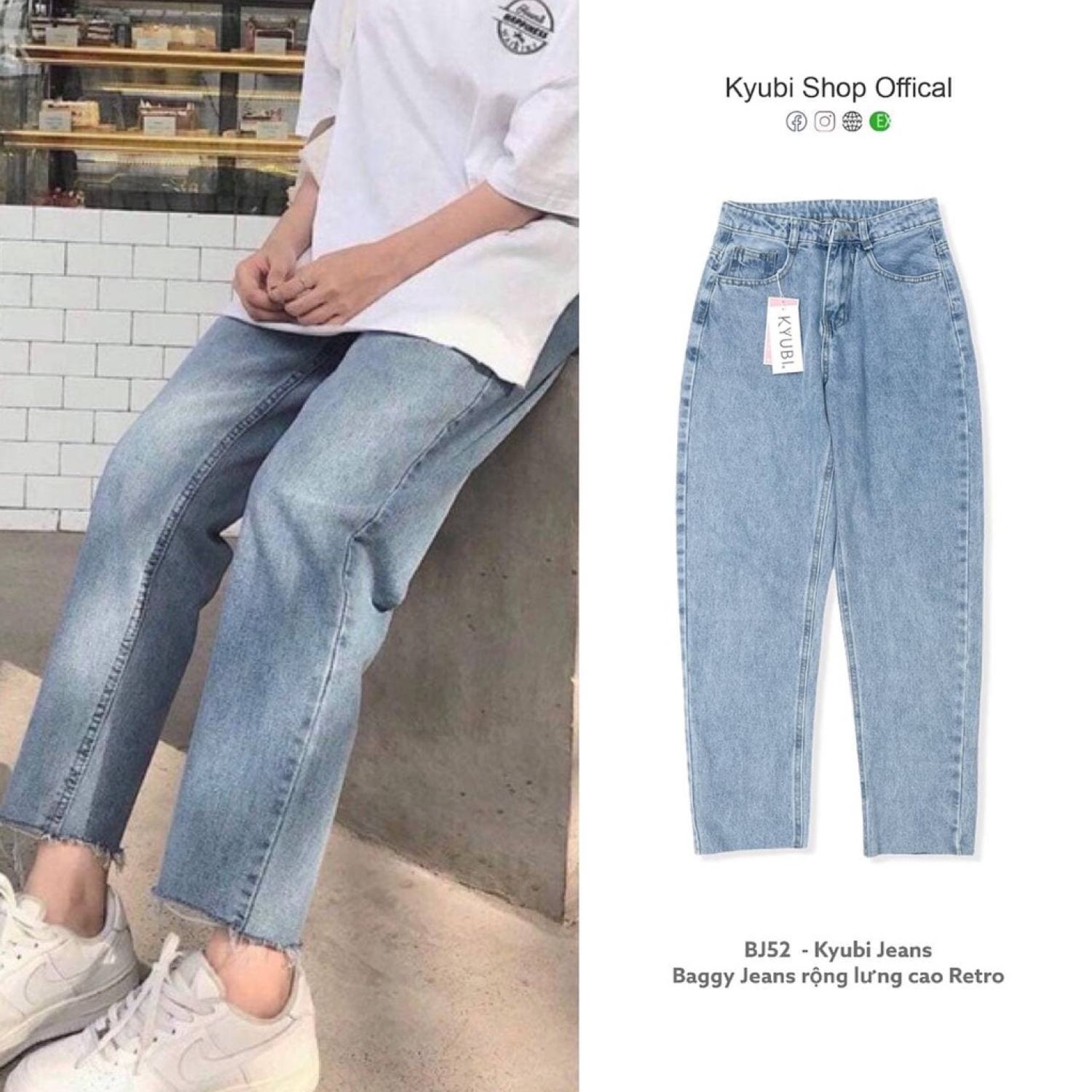 Quần jean baggy nữ ulzzangi Basic Simple