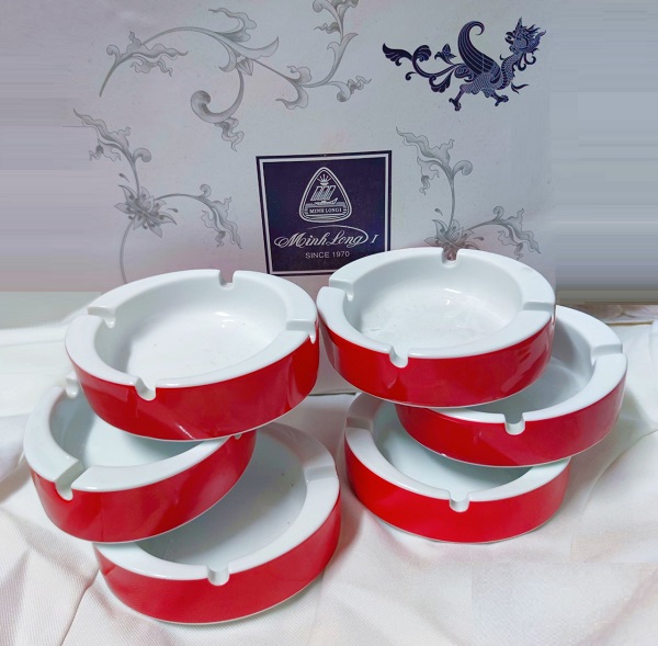 gạt tàn thuốc tròn sứ Minh Long - gạt tàn thuốc tròn sứ