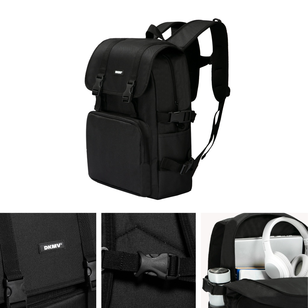 Balo nữ học sinh đi học màu đen DKMV Basic Rubber Tag Backpack | K-P16