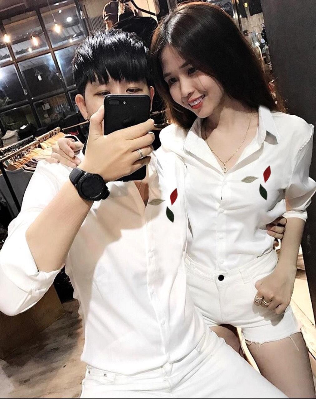 Áo Sơ Mi Cặp nam (Nữ) Phối Lông Vũ Siêu Chất PU05