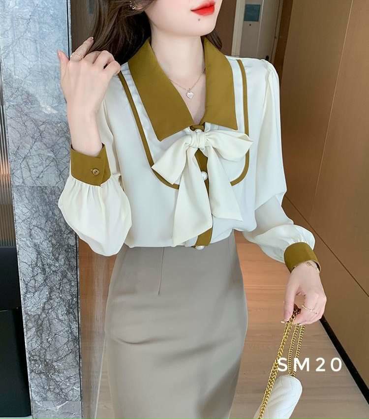 ÁO SƠMI CÔNG SỞ BUỘC NƠ THANH LỊCH A0099