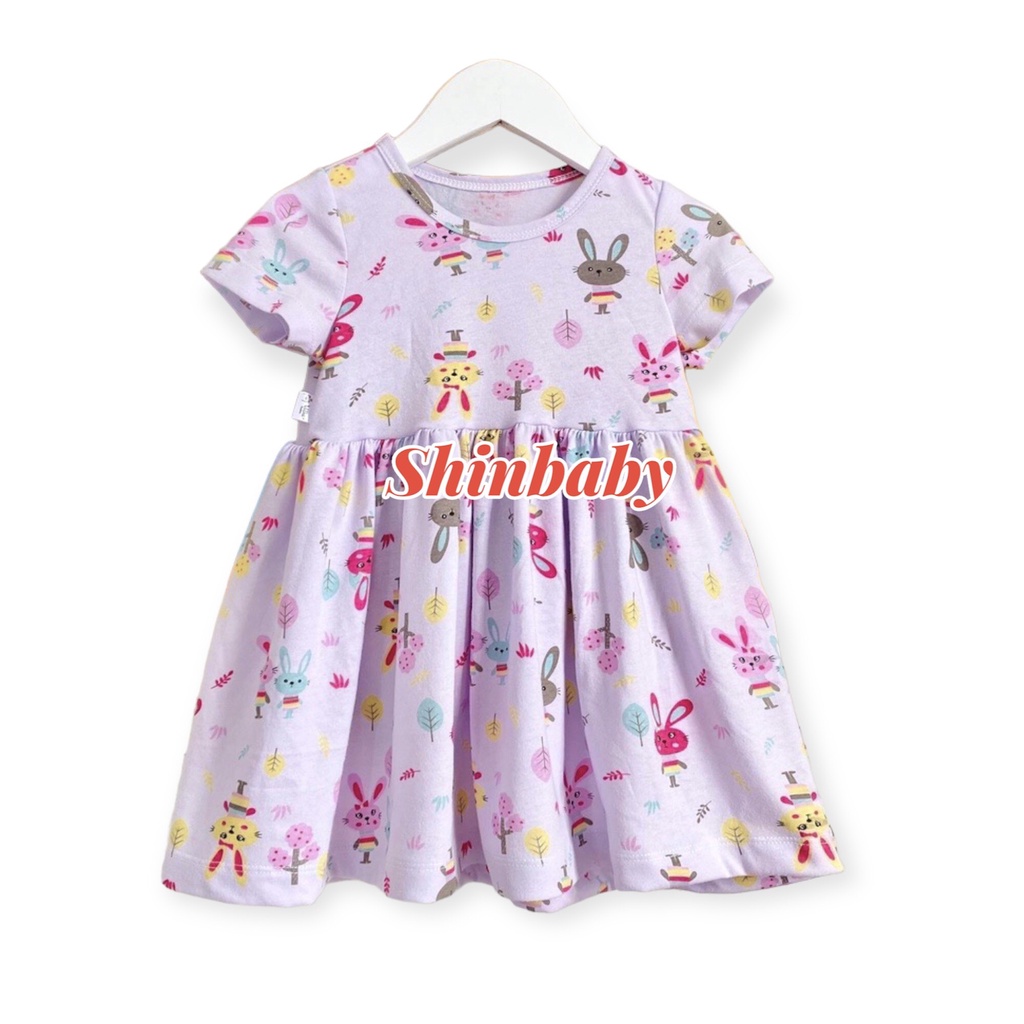 Set 5 váy đầm cộc tay cotton xuất xịn nhiều họa tiết dễ thương mềm mát mùa hè cho bé gái