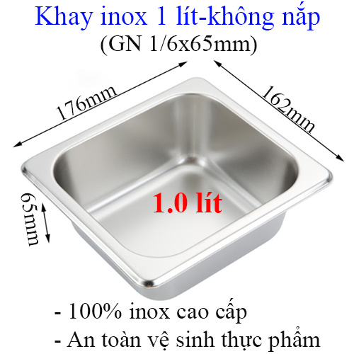 Khay inox GN 1/6 sâu 65 đựng thực phẩm