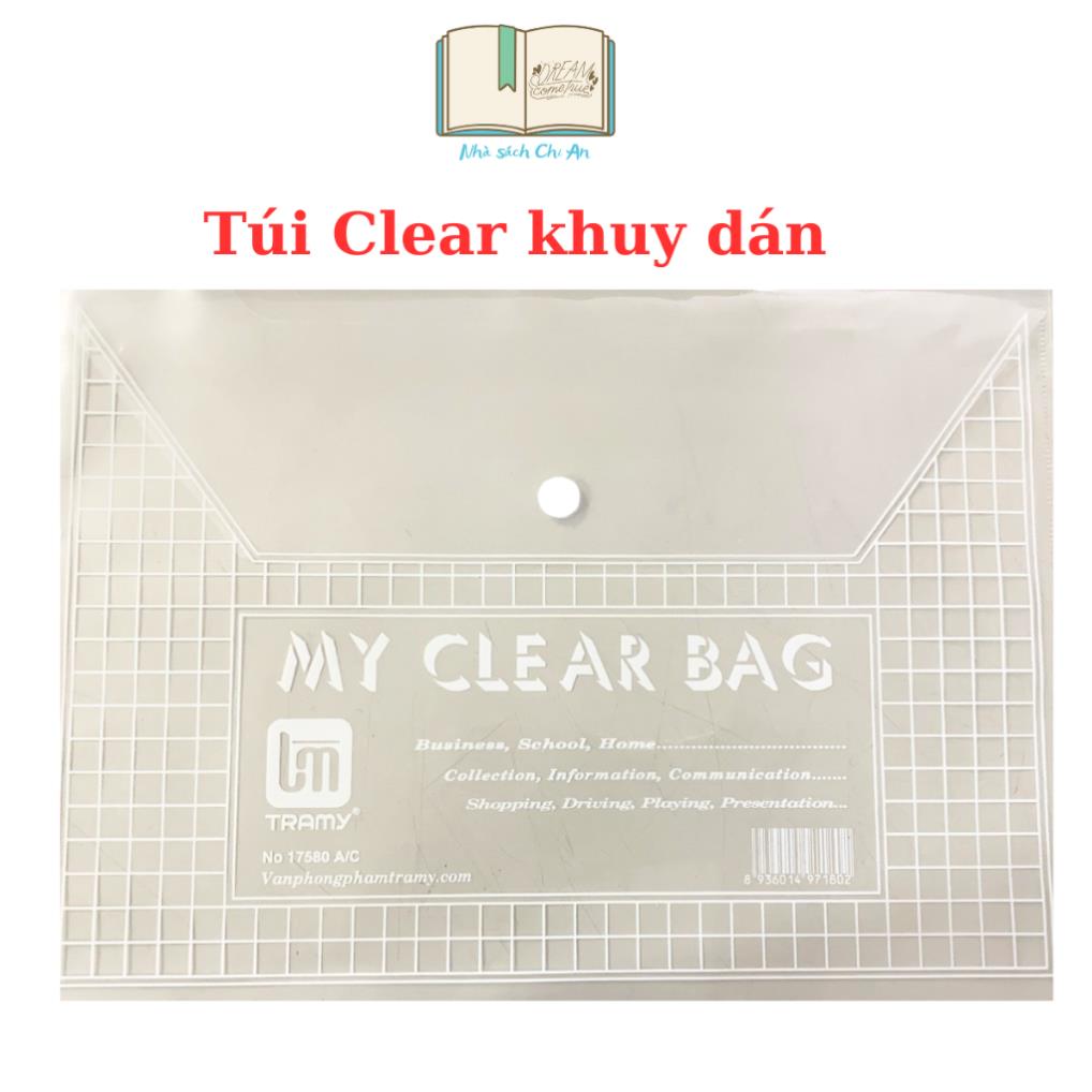 100 túi clear bag KHUY DÁN khổ a4, khổ F các cỡ, dầy mỏng khác nhau lưu trữ giấy tờ, tài liệu