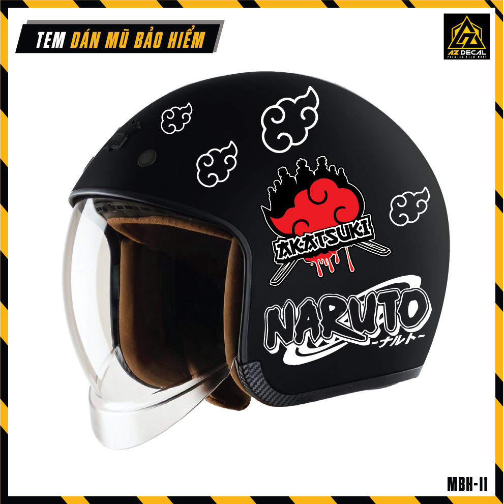 Sticker dán mũ bảo hiểm mẫu naturo | mbh-11 | tem decal hình dán nón bảo hiểm full face 1/2 3/4 mũ nửa đầu cực chất | azdecal