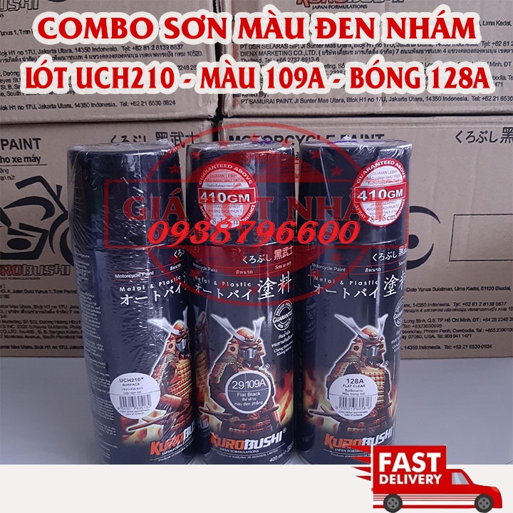 Sơn samurai combo màu đen nhám 109A-UCH210-128A