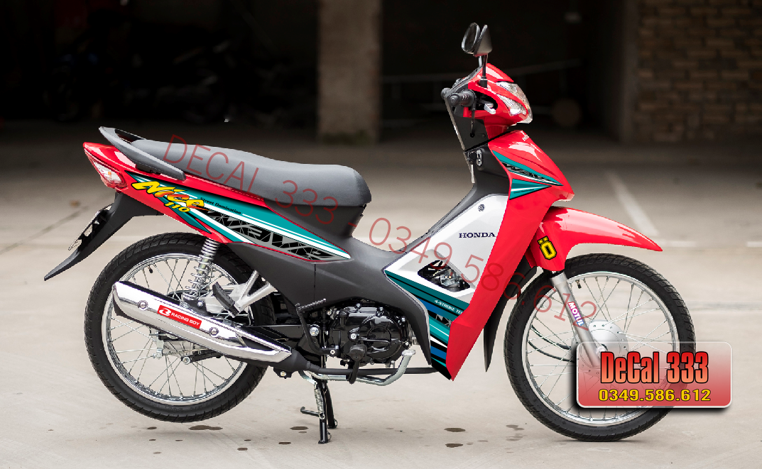 Tem Rời WAVE ALPHA 110  Mẫu NICE VẠCH XANH LỤC 831134 (Tem chế 3 lớp chống phai màu)