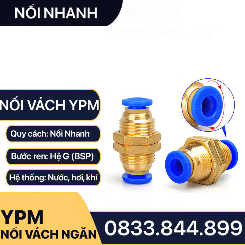 Nối Nhanh Vách Ngăn, Khớp Nối Nhanh Qua Vách Ngăn YPM Khí Nén