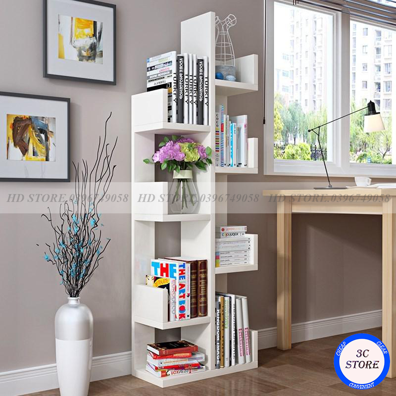 💥Giảm Sốc 📚 Kệ Sách Gỗ Nghệ Thuật Hình Cây. Kệ Sách Xương Rồng 8 Ngăn Lắp Ghép Siêu Đẹp 📚 - Màu Trắng