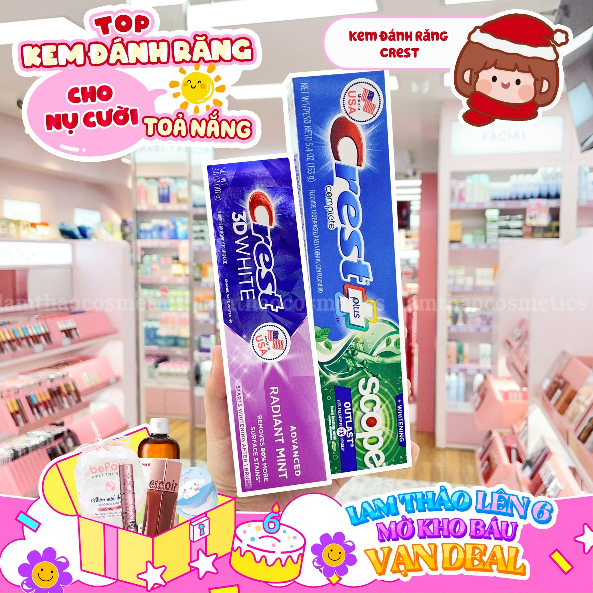 Kem Đánh Trắng Răng Crest 3D White Advanced Radiant Mint