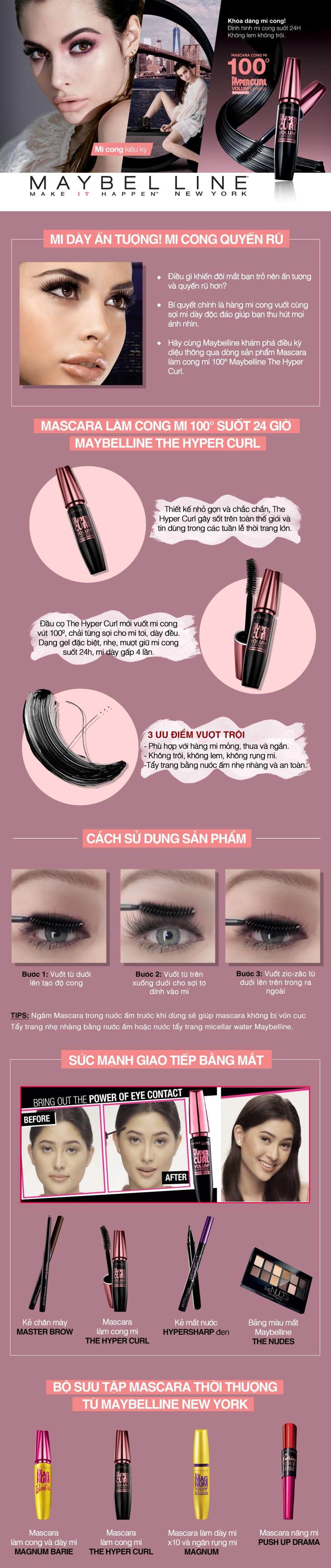 [HCM]Mascara Maybelline Làm Dài Và Cong Mi Hyper Curl 9.2ml