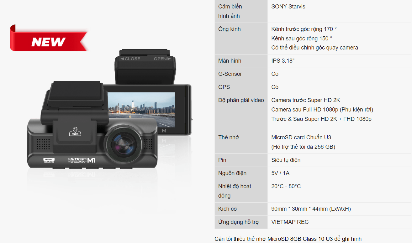 Camera hành trình Vietmap Speed Map M1 [ Tặng thẻ nhớ 32G]
