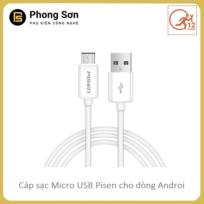 Cáp sạc Micro USB 80cm Pisen cho  Android (Trắng)