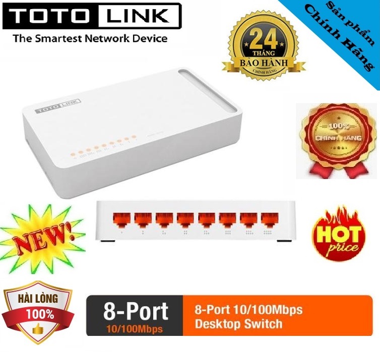 Cổng chia mạng switch 8 port totolink 10/100mbps s808.