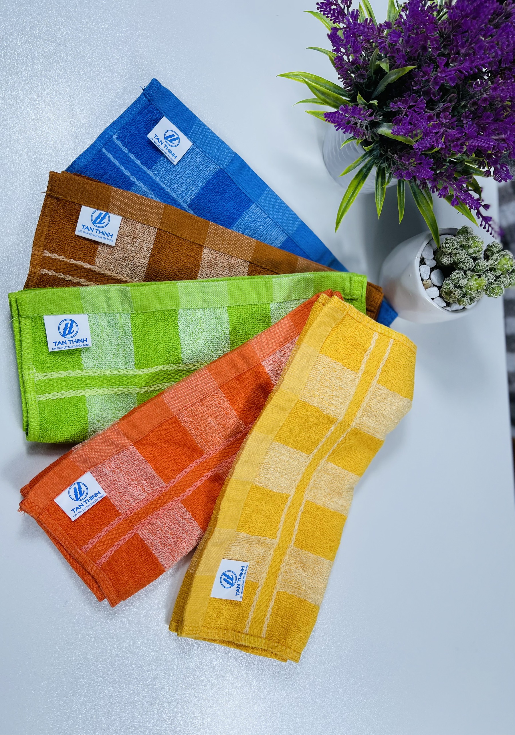 Khăn mặt kẻ sọc cotton Tân Thịnh, KT 30x50cm