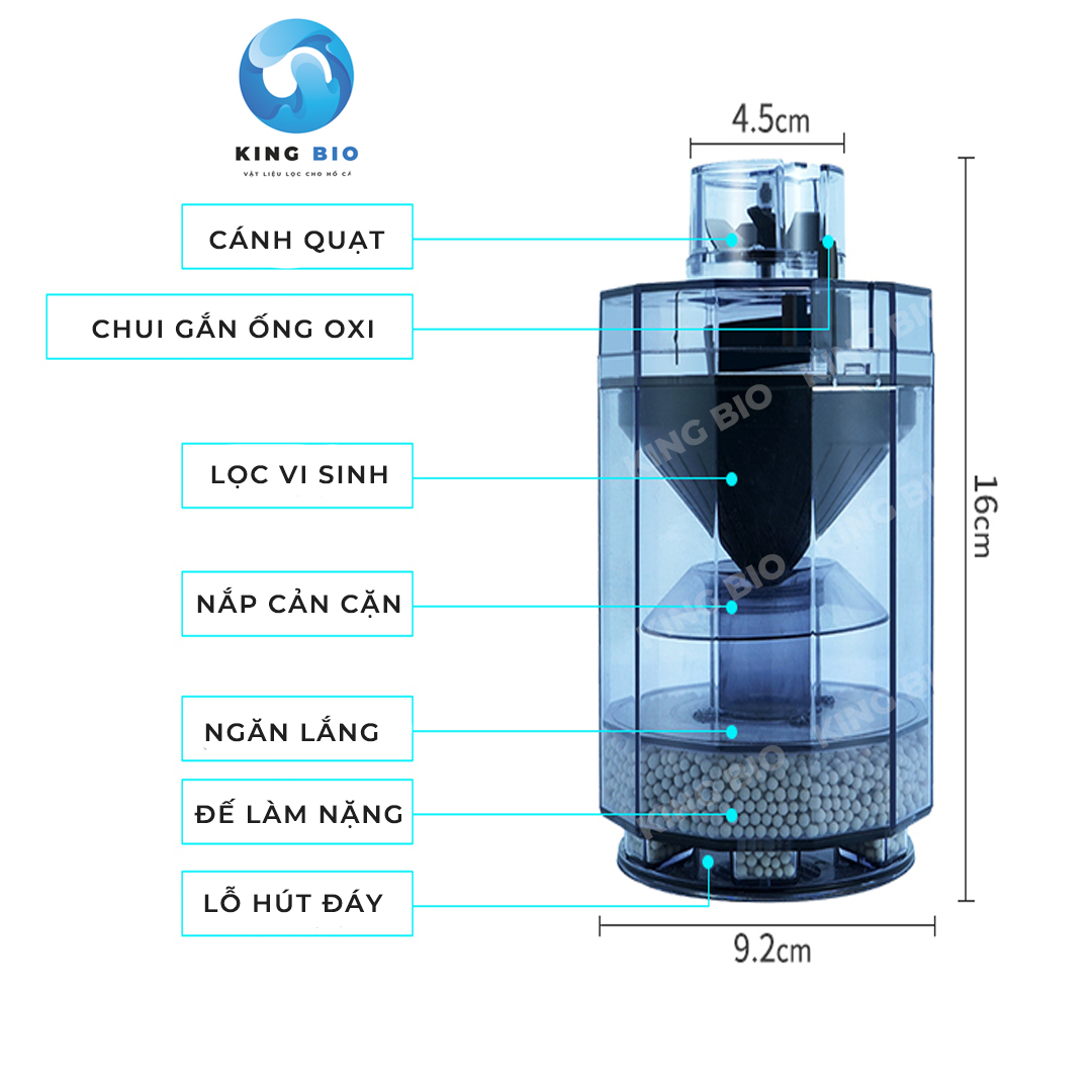 [King Bio] Thiết bị lọc bio kiểm sủi oxy - hút phân cặn cho bể cá