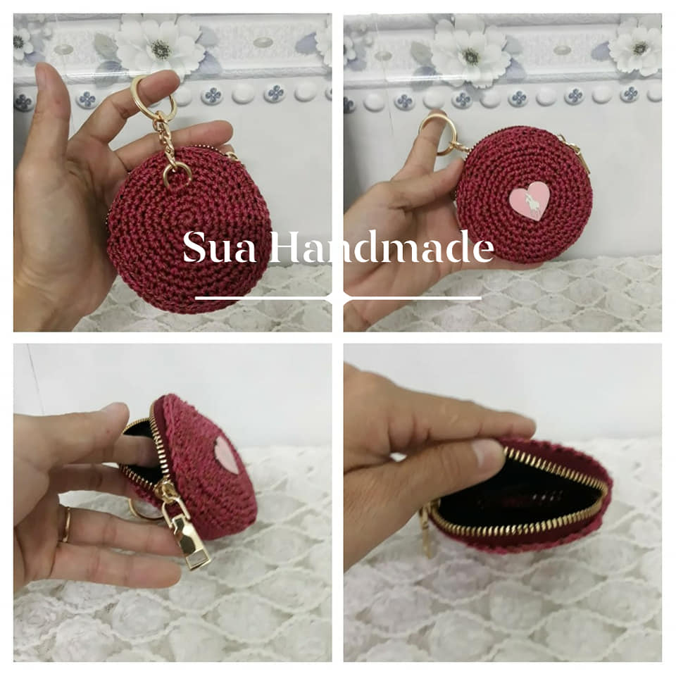 ví 2 trong 1 (làm móc chìa khóa và ví)  handmade chất liệu sợi dệt Việt Nam