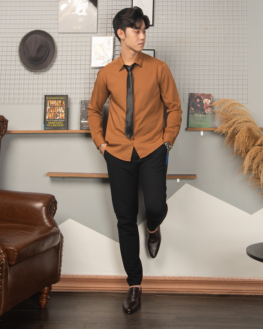[8cm] shoes height increasing Men T&TRA S970 brown stripe