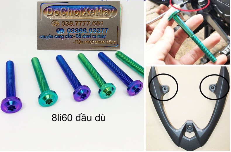 Ốc 8li60 dù Titan Gr5 bắt cần đạp thắng Winner Sonic , ốc bắt cảng sau Vario . DoChoiXeMay