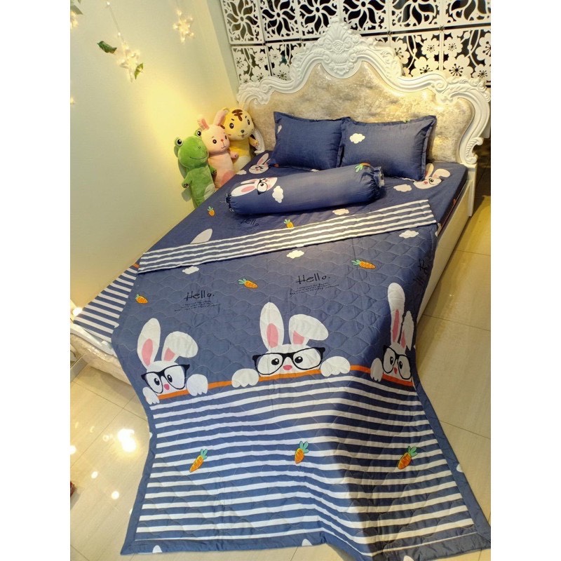 Chăn hè cotton poly trần bông 3 lớp dài 2m rộng 1m8