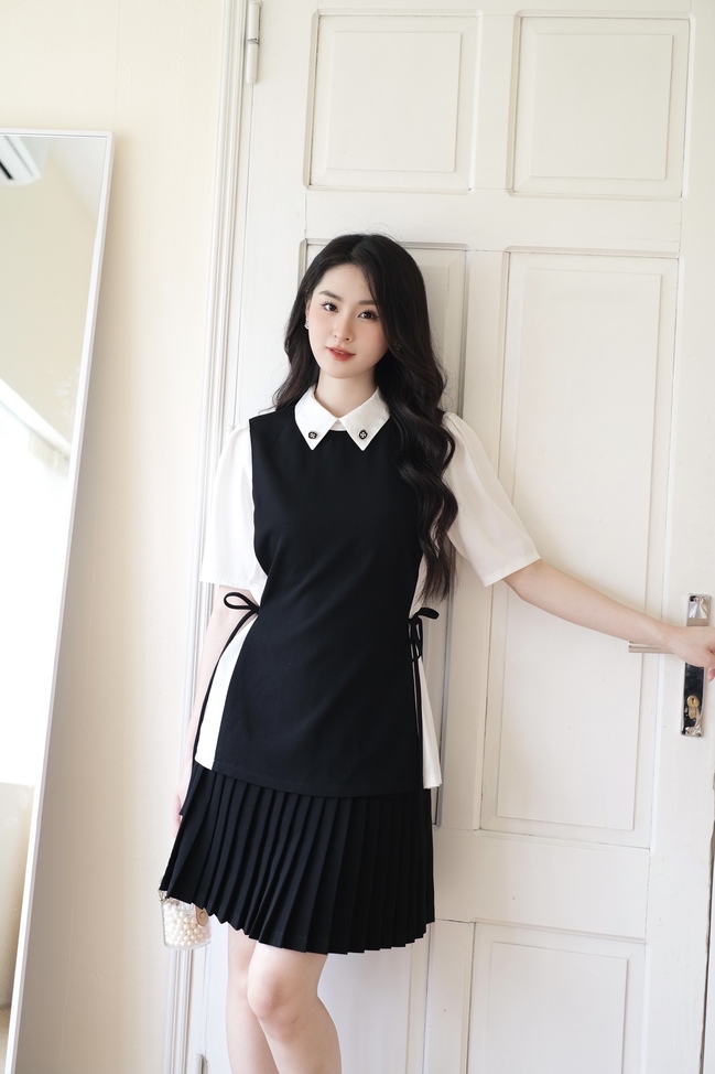 BEAUTEBYV - Áo nữ cách điệu eo thắt dây nơ Meime