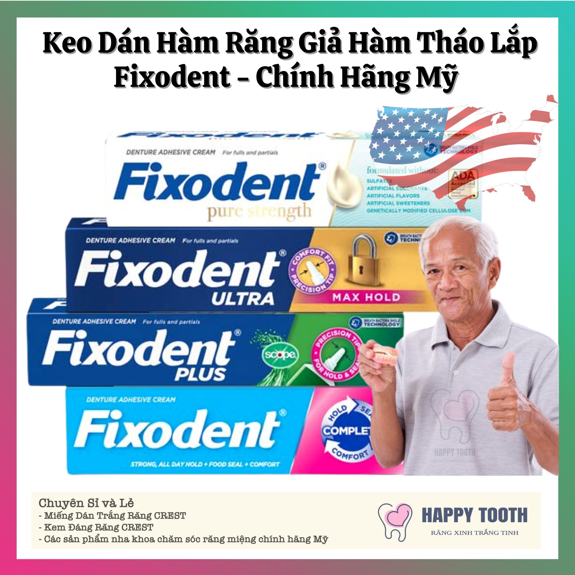Keo Dán Hàm Răng Giả Hàm Cố Định Fixodent
