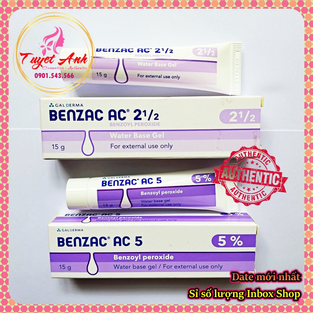Benzac AC 5%, Date mới nhất, Kem hỗ trợ giảm mụn, tuýp