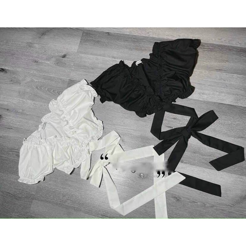 [HCM]Áo kiểu nữ kate lụa nhún dây cột eo croptop FreeSize dưới 53kg