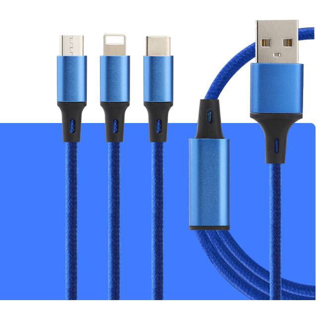 Cáp Sạc 3 Đầu Chống Rối Đứt Cho IPMicro-Type C