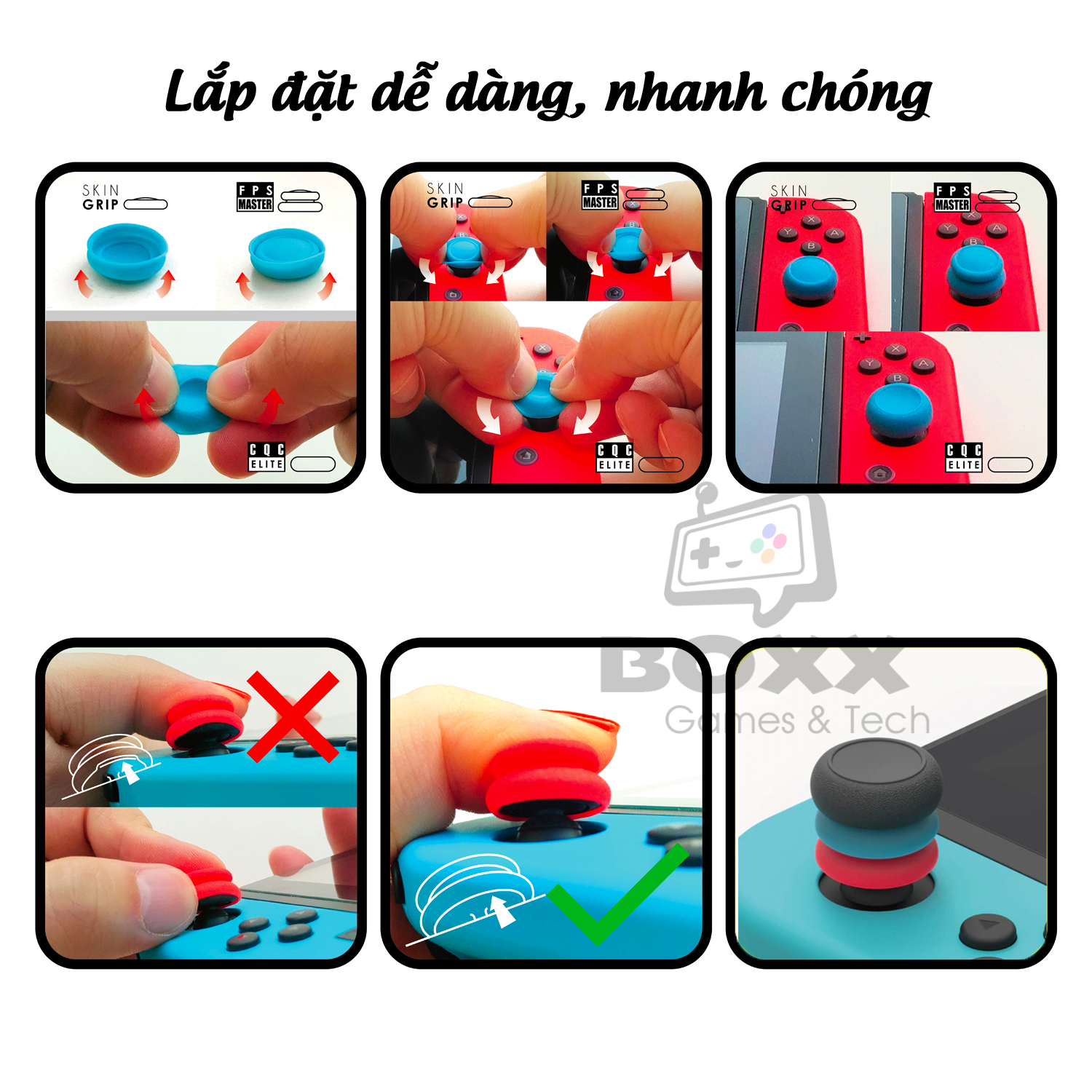Núm bọc Analog cho tay cầm Nintendo Switch Pro Controller bộ 6 nút chính hãng Skull & Co