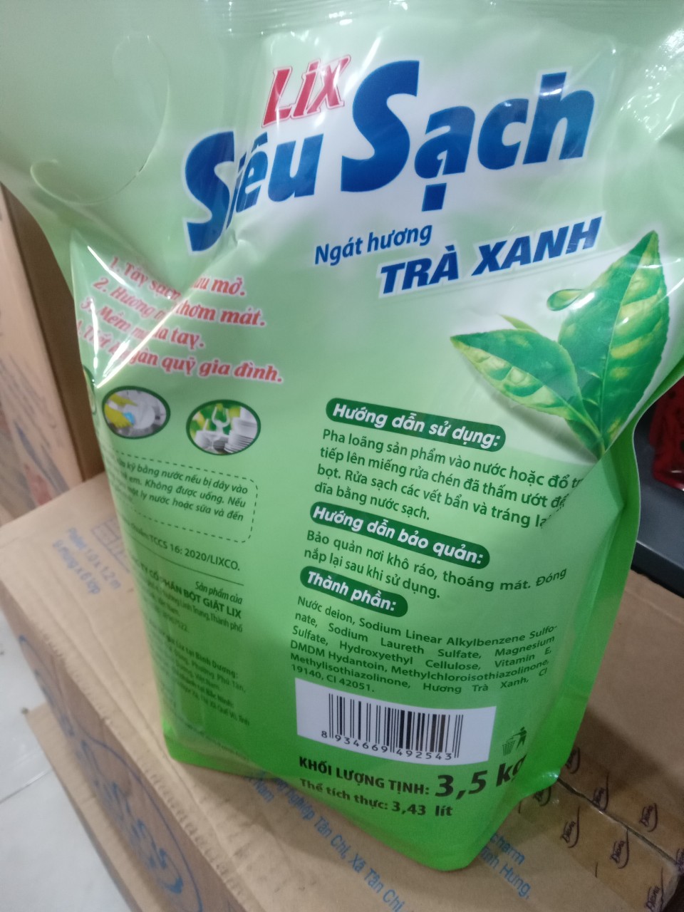 Nước rửa chén Lix túi 3.2kg