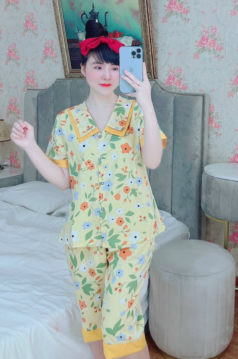 [LỬNG SIZE DƯỚI 57kg ] Đồ Bộ Pijama Lụa Hàn Họa Tiết Siêu Đẹp