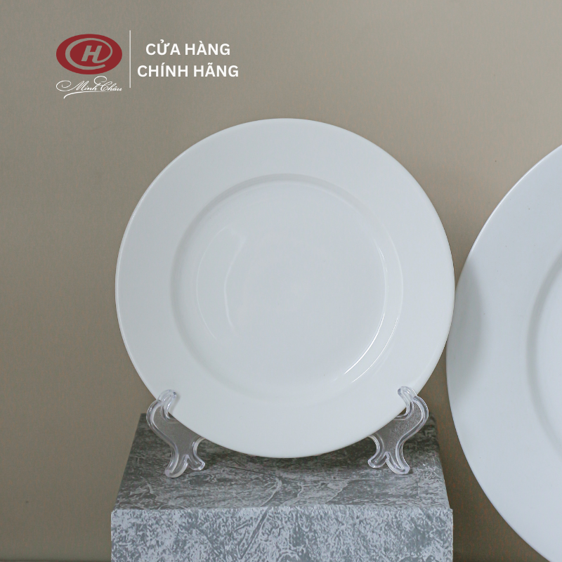 Đĩa Cạn 22cm Sứ Minh Châu - Trắng Trơn - D09