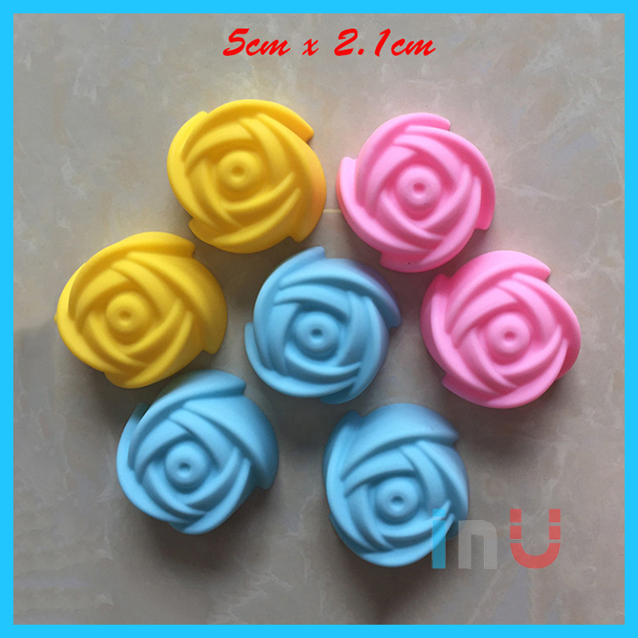 HCM - Combo 5 khuôn silicon cupcake hoa hồng 5cm